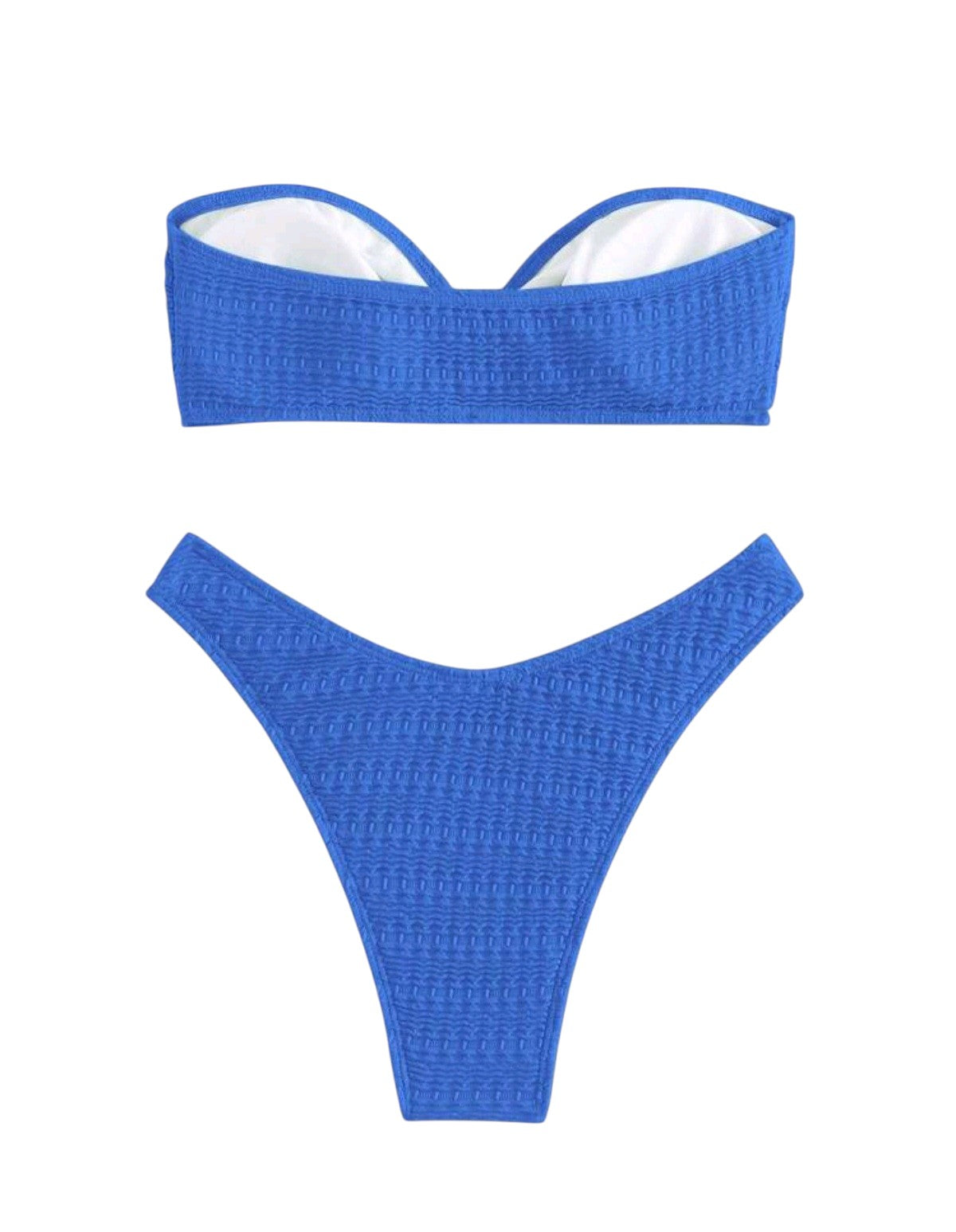 SHE királykék texturált karikás bandeau bikini szett