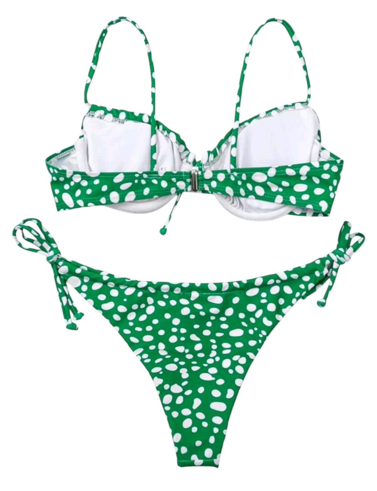 SHE zöld pöttyös megkötős bikini szett