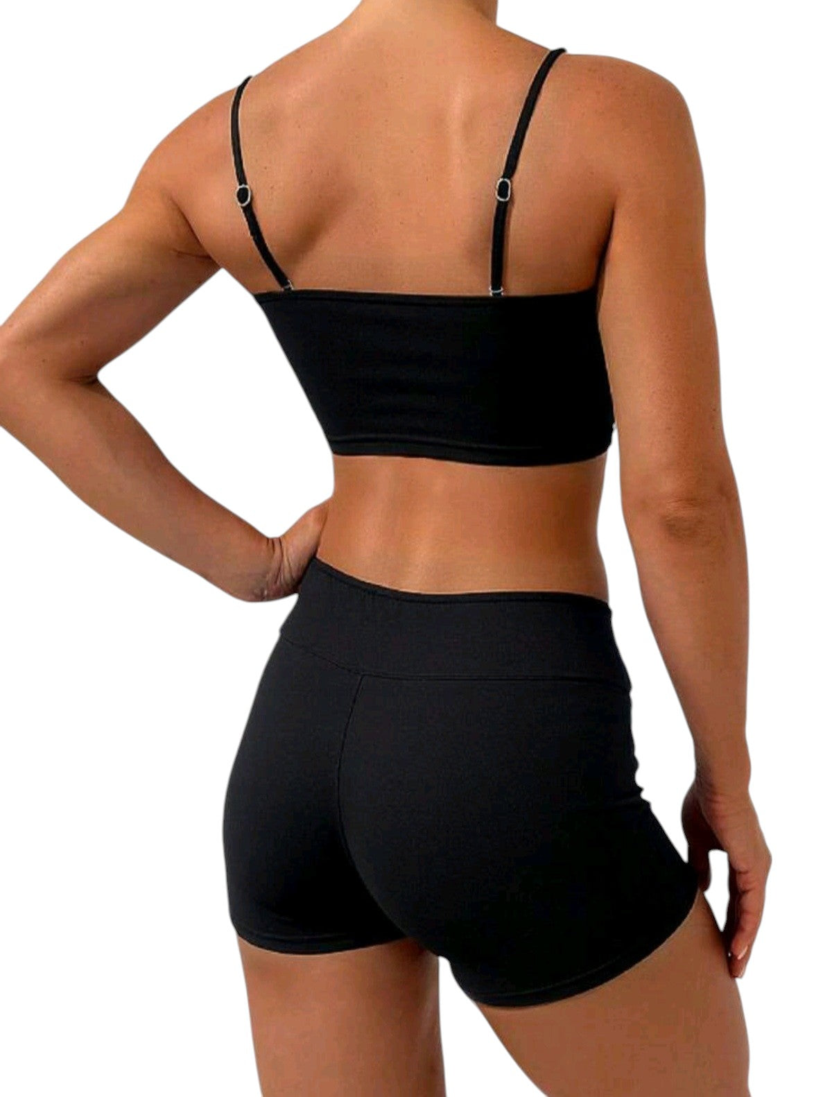 SHE fekete top húzott sorttal tankini szett