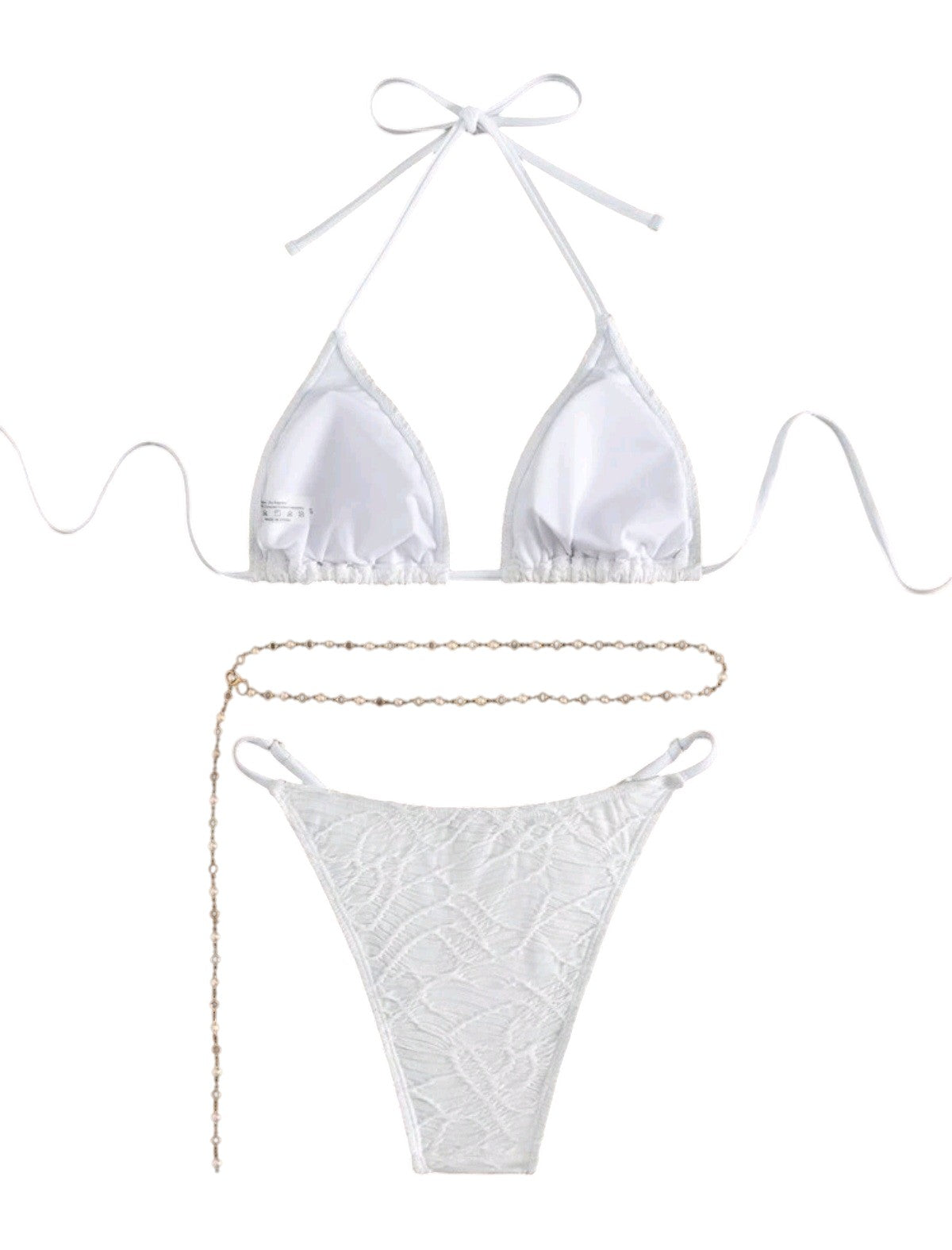 SHE fehér csipkés háromszög bikini testlánccal