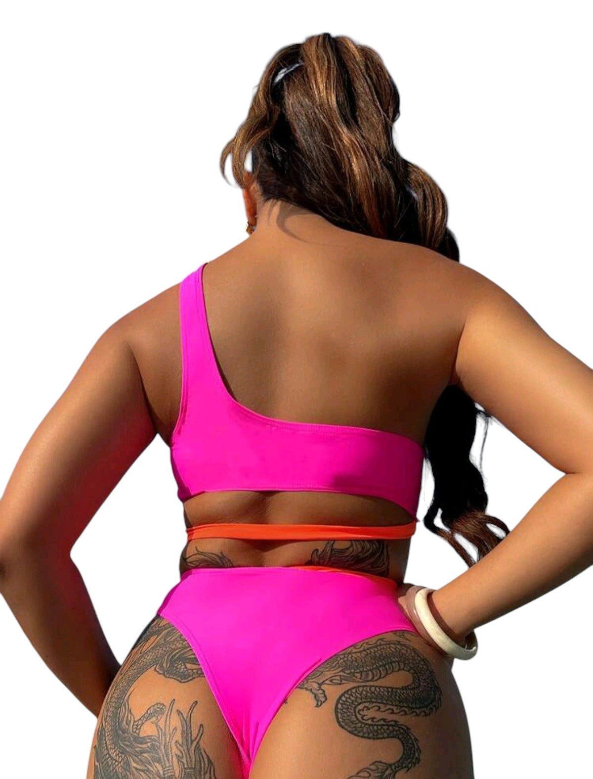 SHE többszínű colorblock kivágott monokini