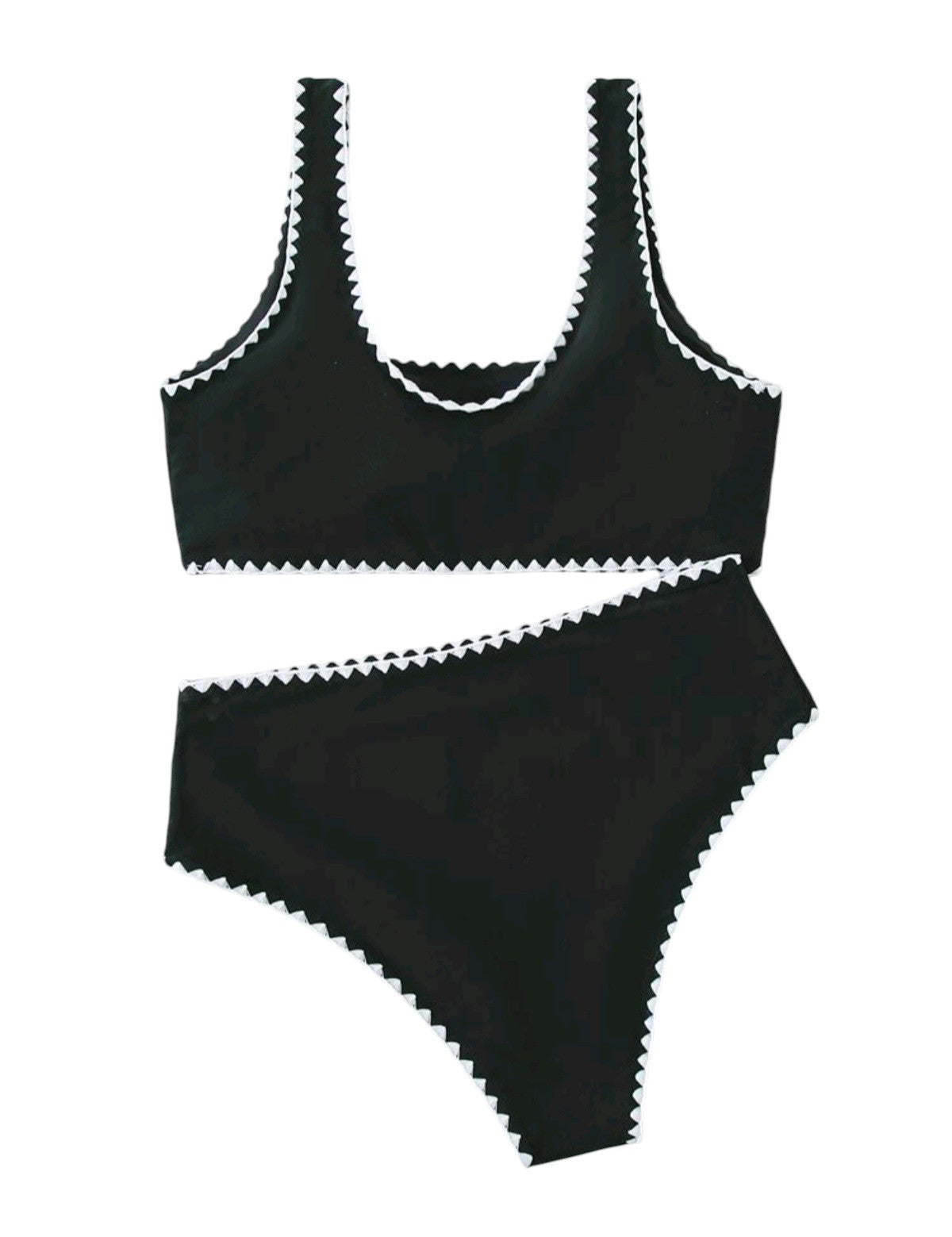 SHE fekete fehér szegélyes magas derekú bikini