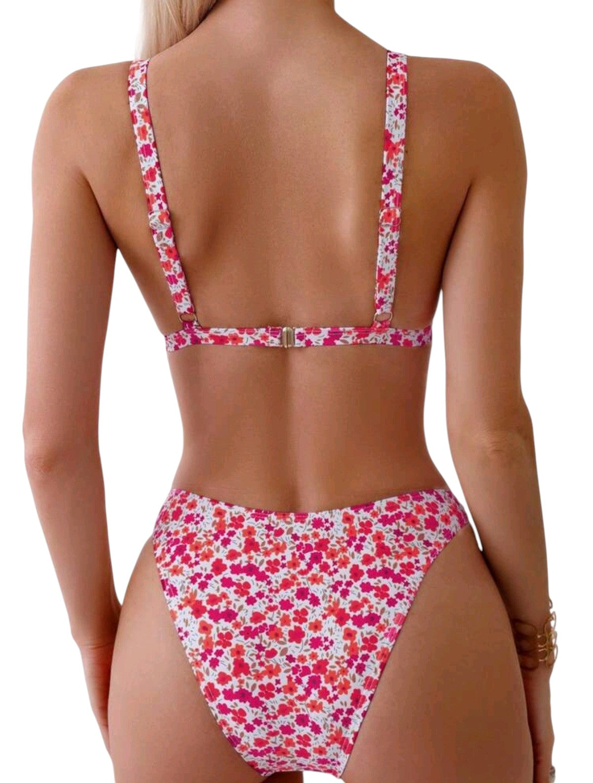 SHE fehér virágmintás karikás bikini