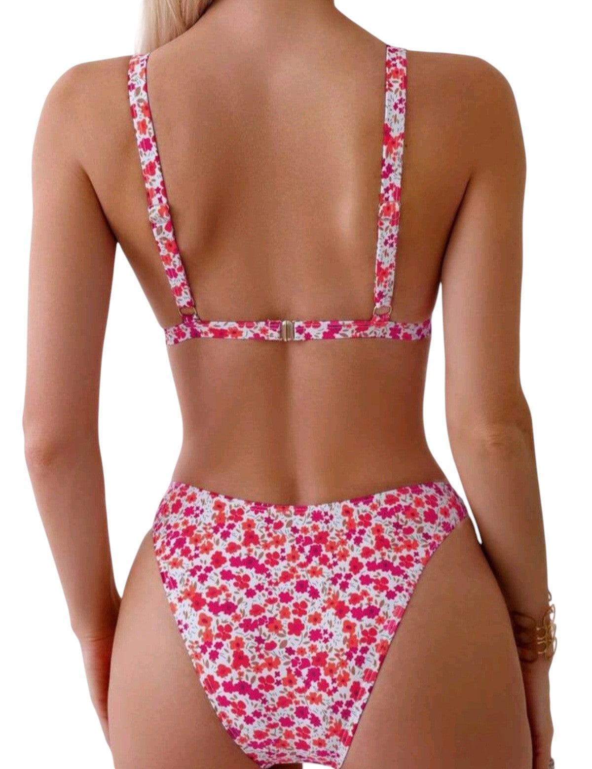 SHE fehér virágmintás karikás bikini