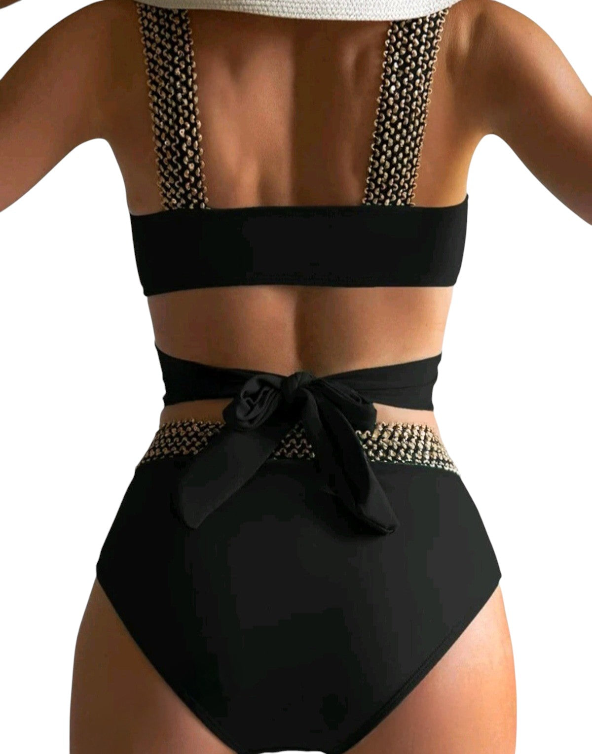 SHE fekete arany díszes kivágott bikini