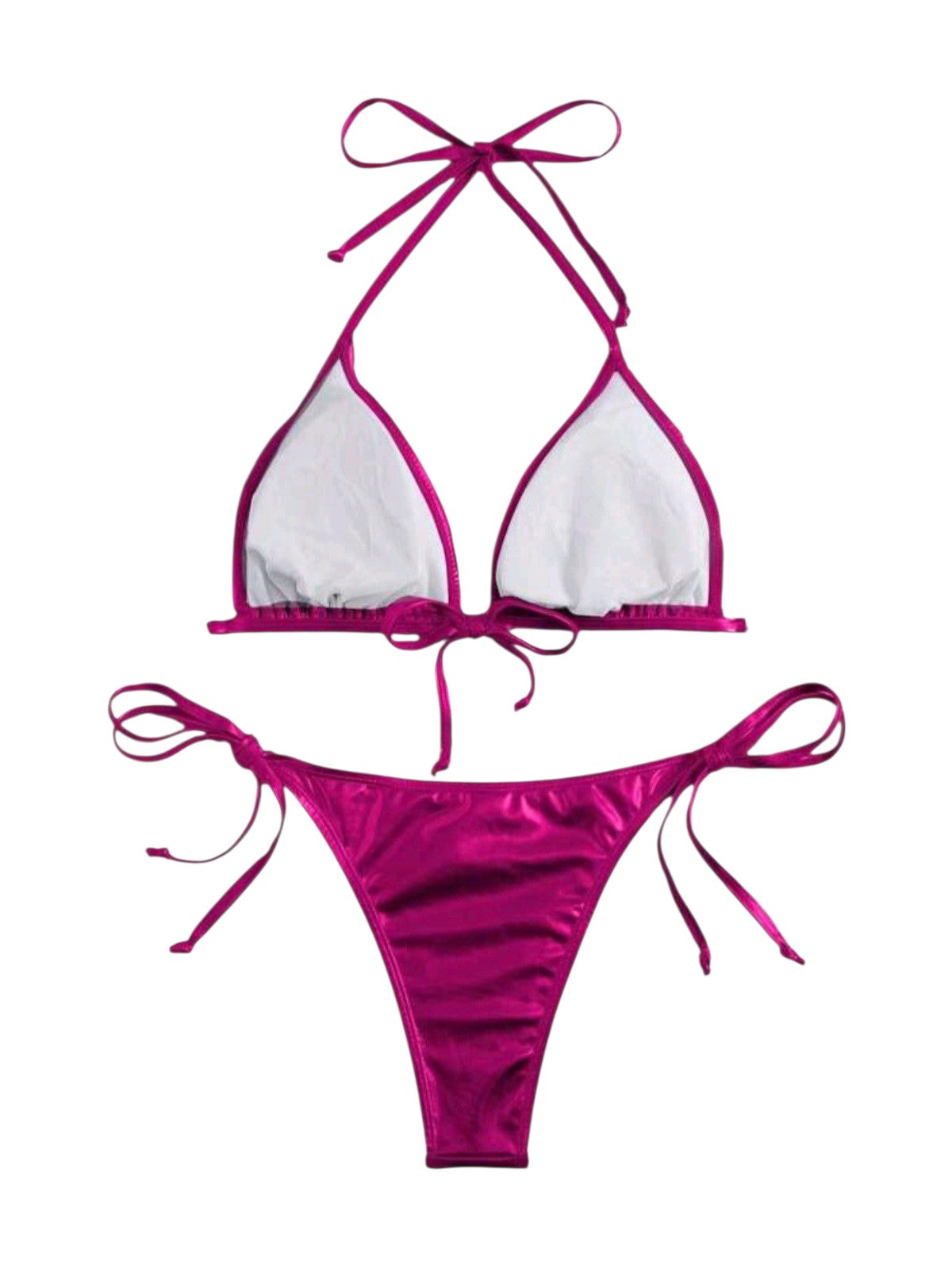 SHE magenta metál háromszög bikini