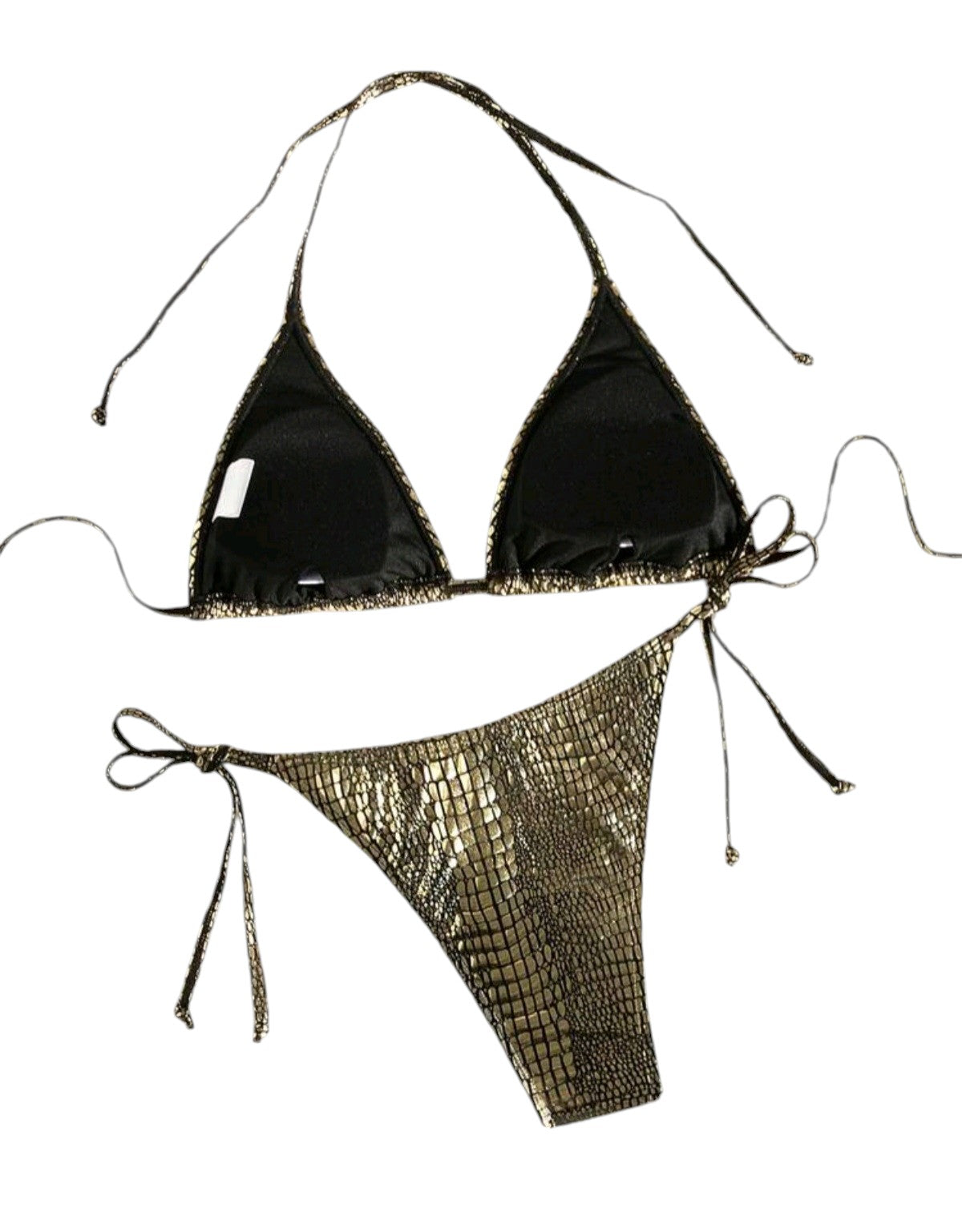 SHE arany kígyómintás kötős bikini