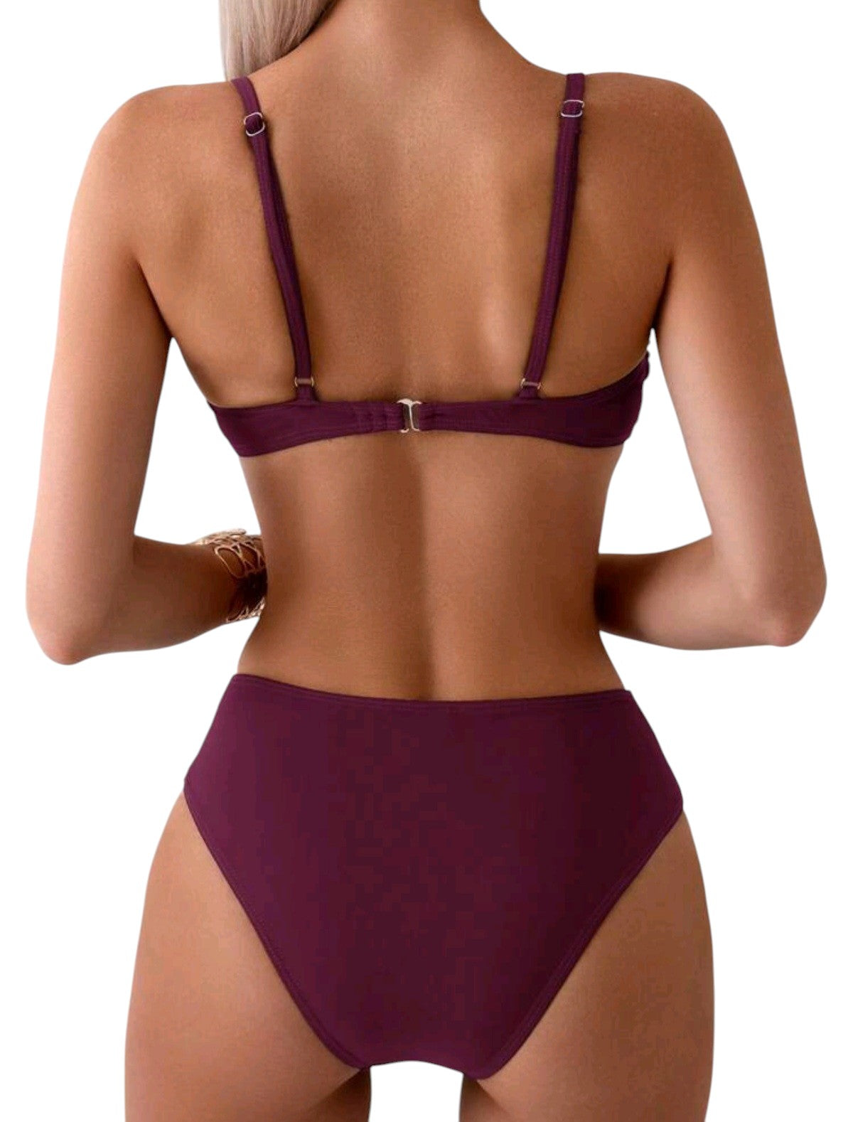 SHE bordó fémkapcsos bikini