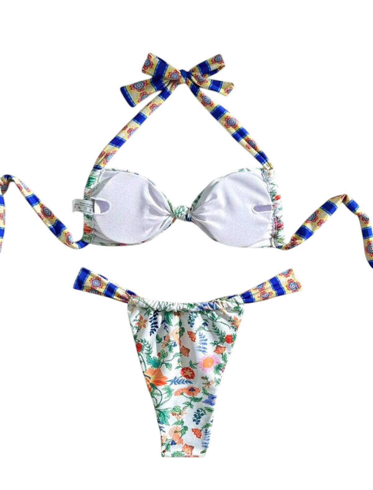 SHE fehér virágmintás masnis bikini