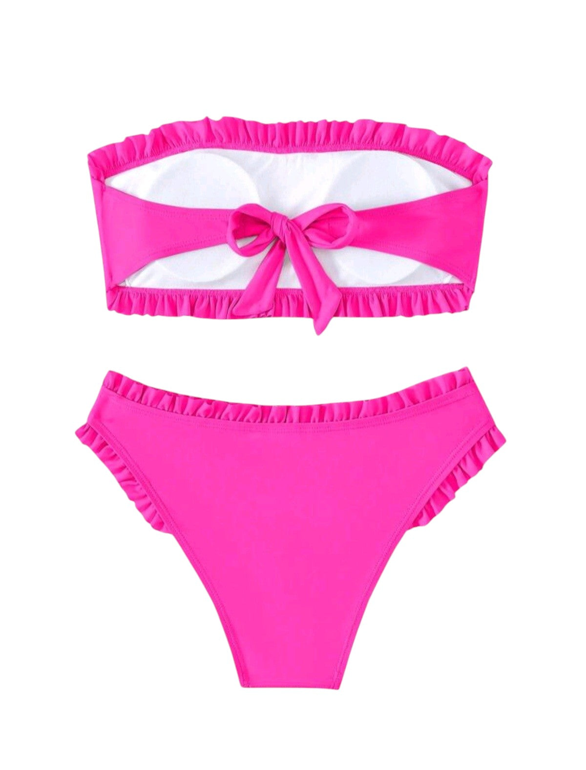 SHE pink fodros pántnélküli bikini