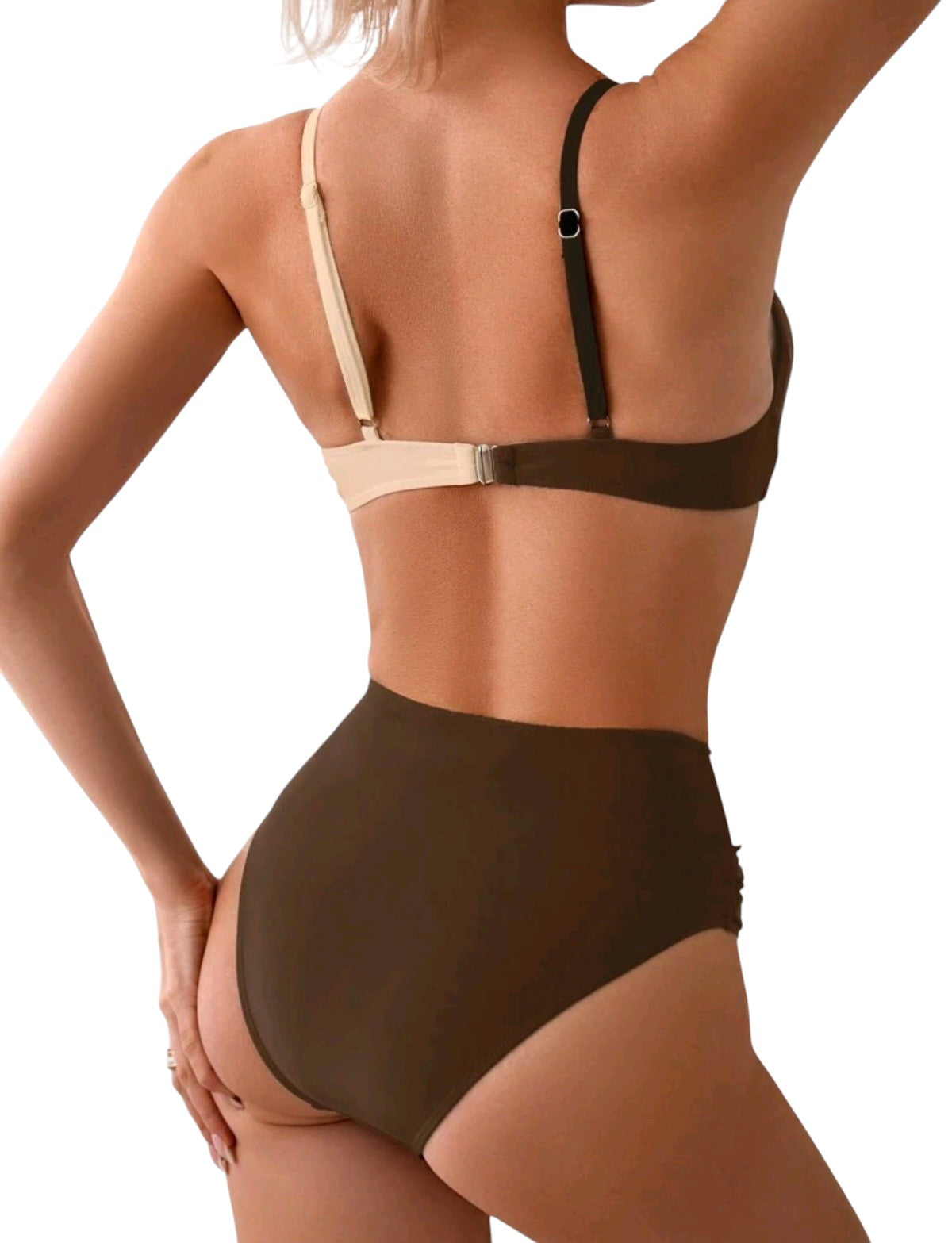 SHE barna-bézs kétszínű átlapolós bikini