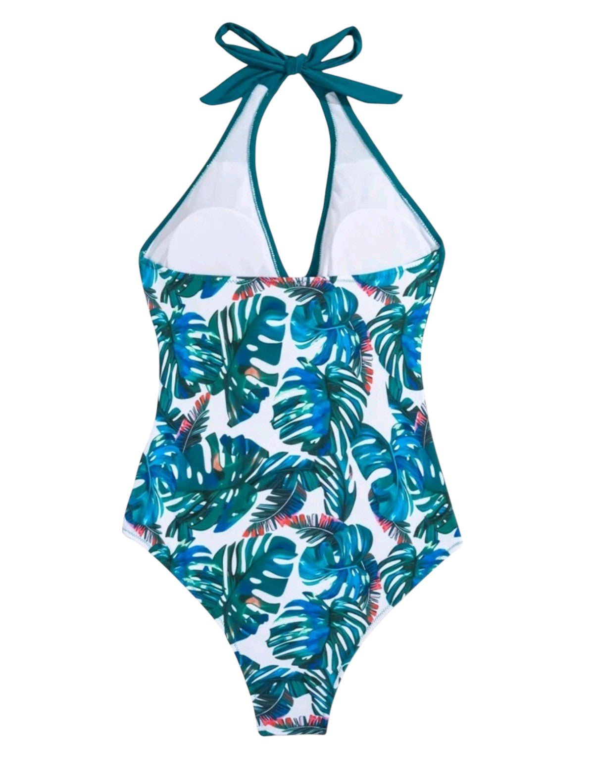 SHE petrol levélmintás átlapolós egyrészes fürdőruha