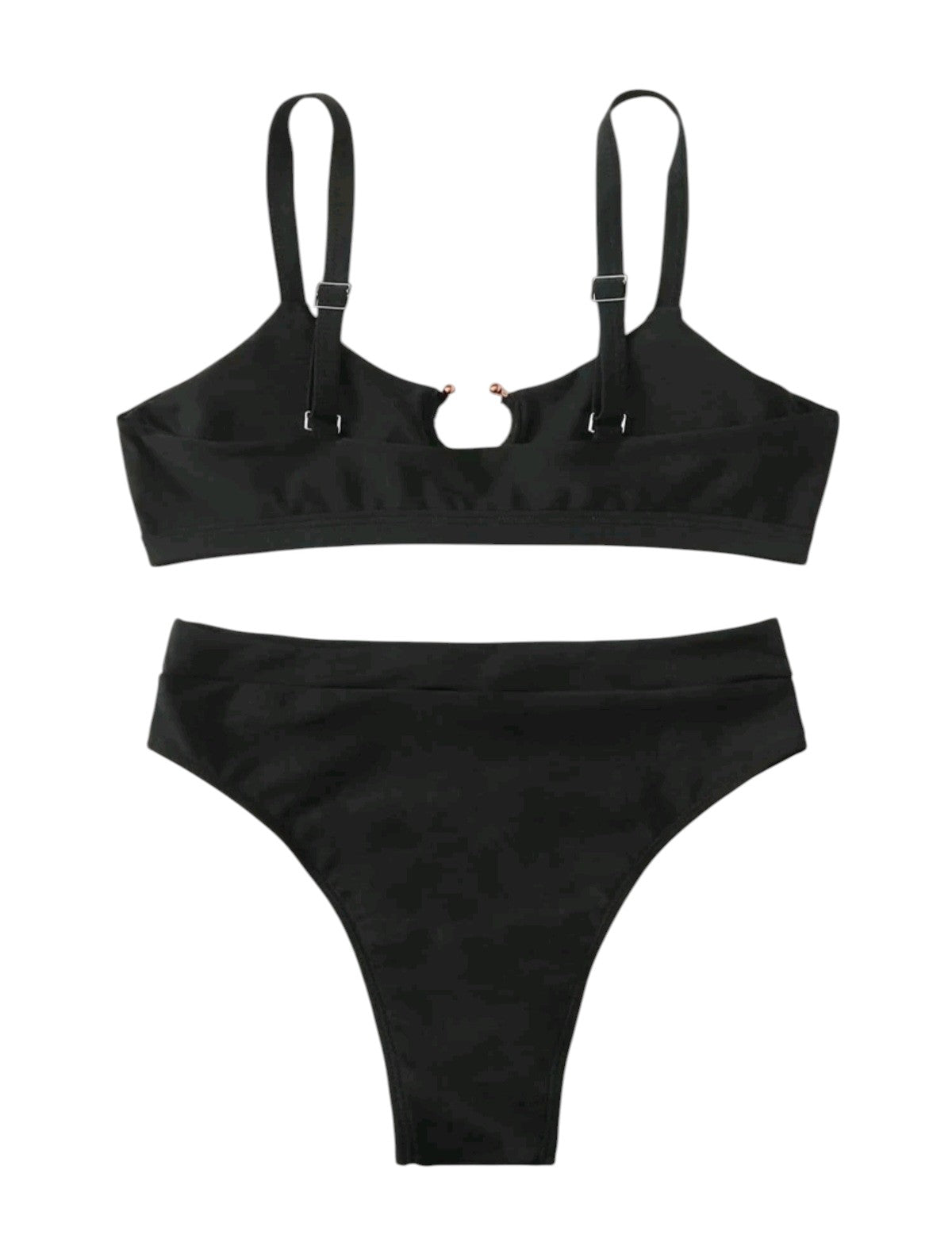 SHE fekete fémkarikás bikini