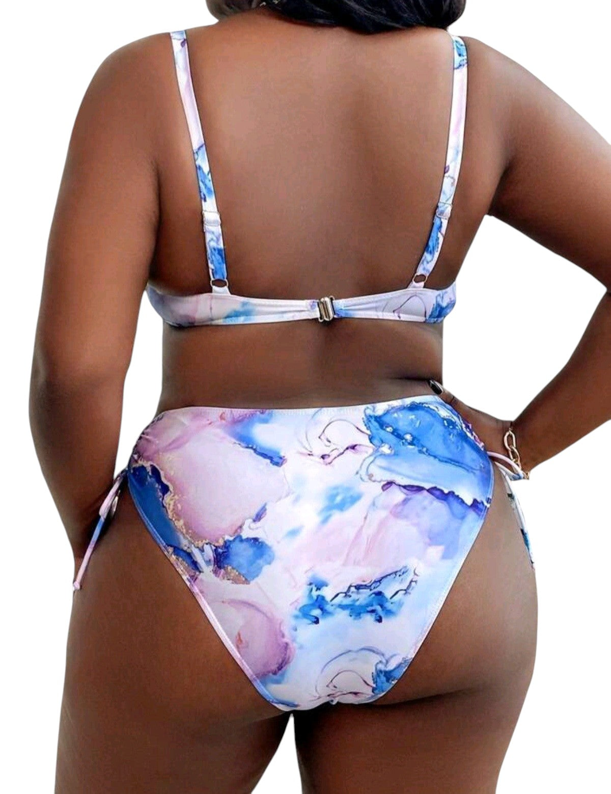 SHE márványmintás merevítős magas derekú bikini