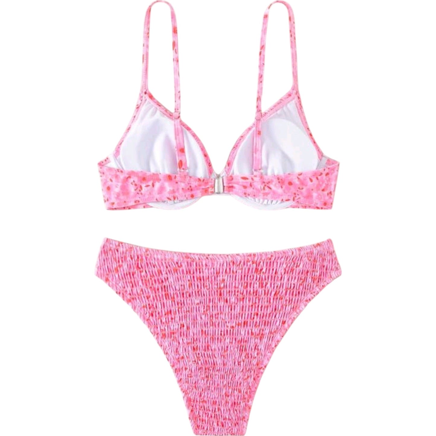 SHE rózsaszín virágmintás bikini szett