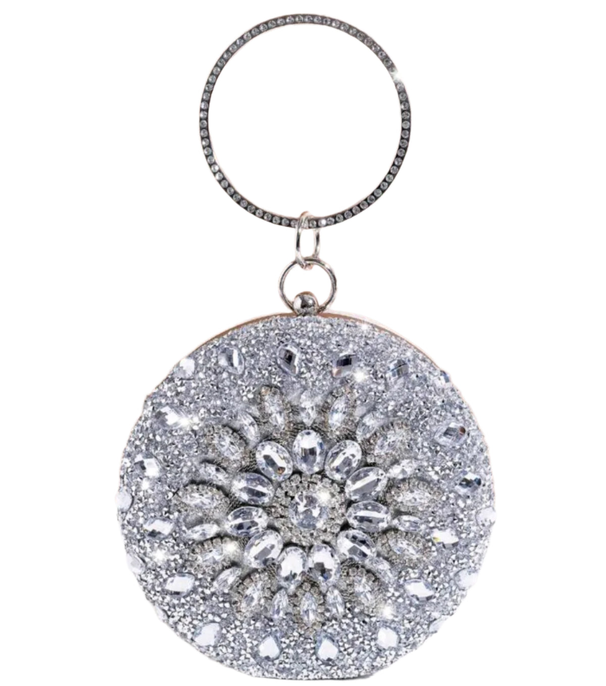 SHE ezüst strasszköves alkalmi kézitáska