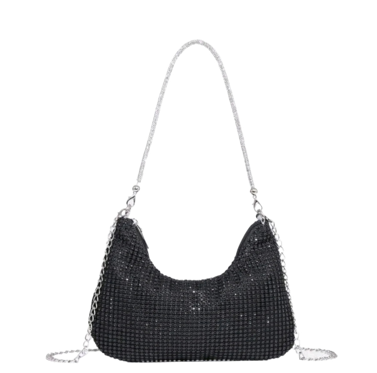SHE fekete csillogó elegáns kézitáska