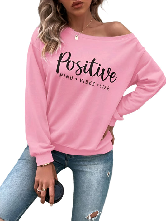 SHE "Positive Mind Vibes Life" feliratos pulóver