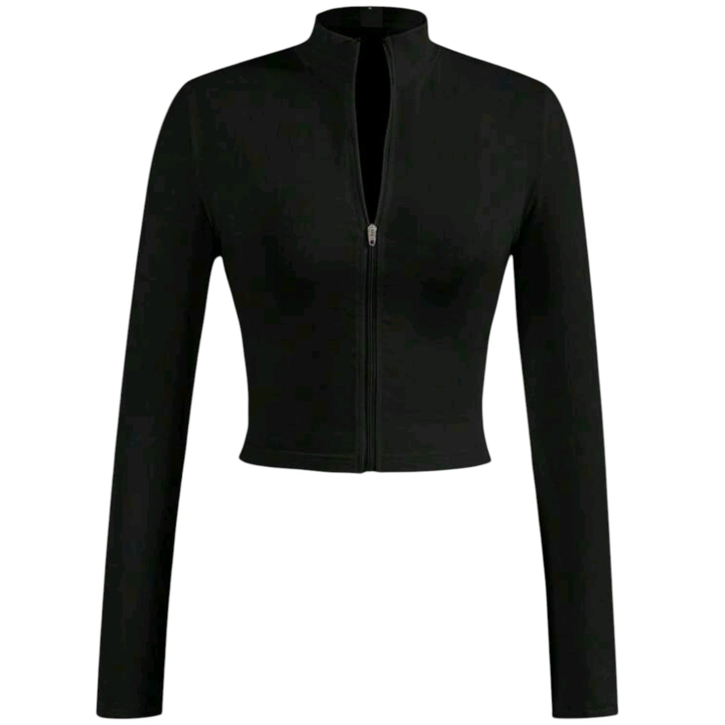 SHE fekete cipzáras crop top pulóver