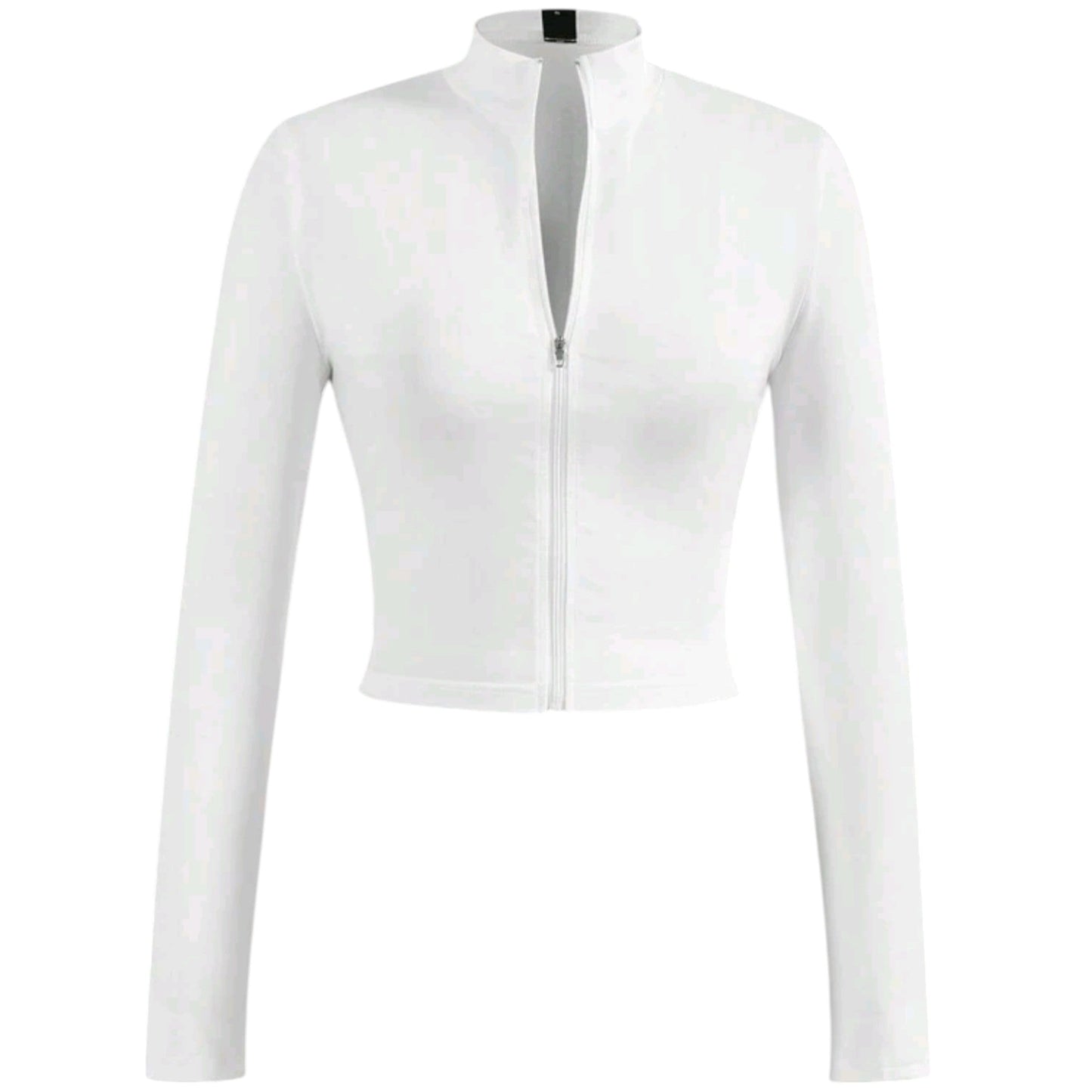 SHE fehér cipzáras crop top pulóver