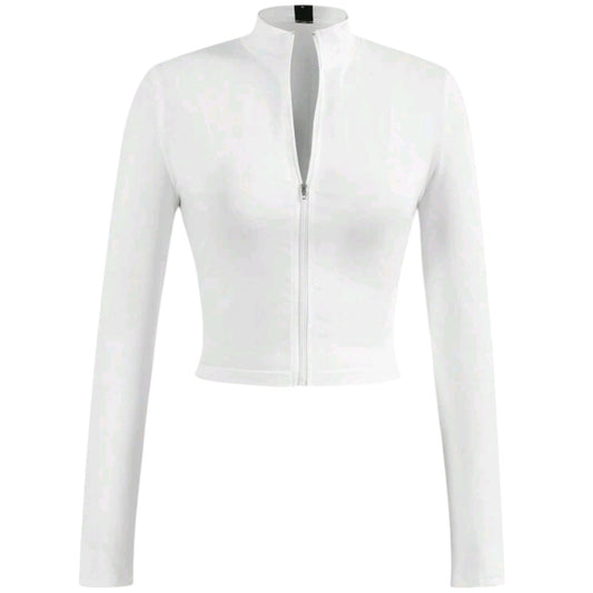 SHE fehér cipzáras crop top pulóver