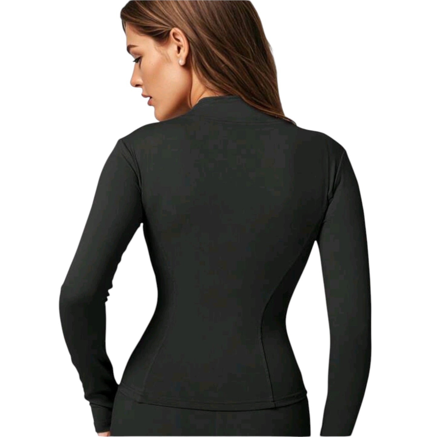 SHE fekete slim fit cipzáras pulóver