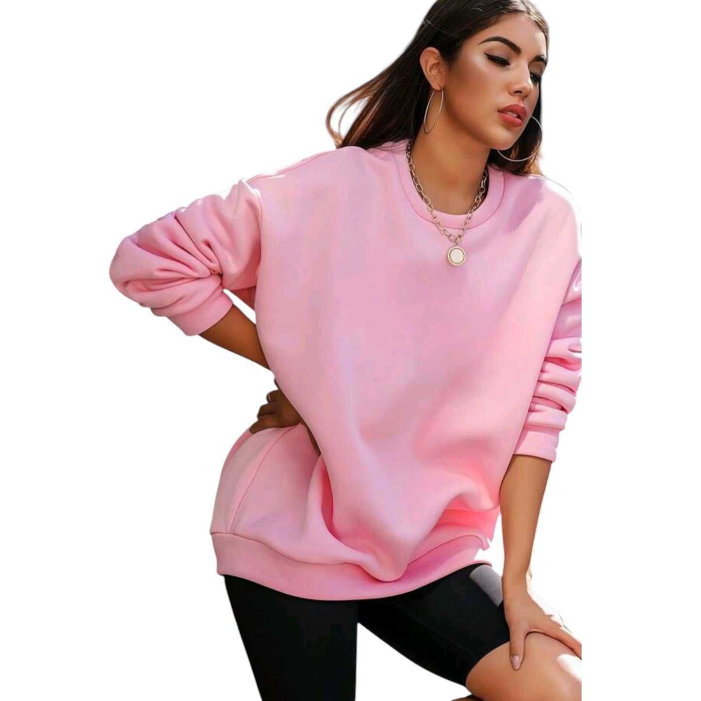 SHE rózsaszín oversize pulóver