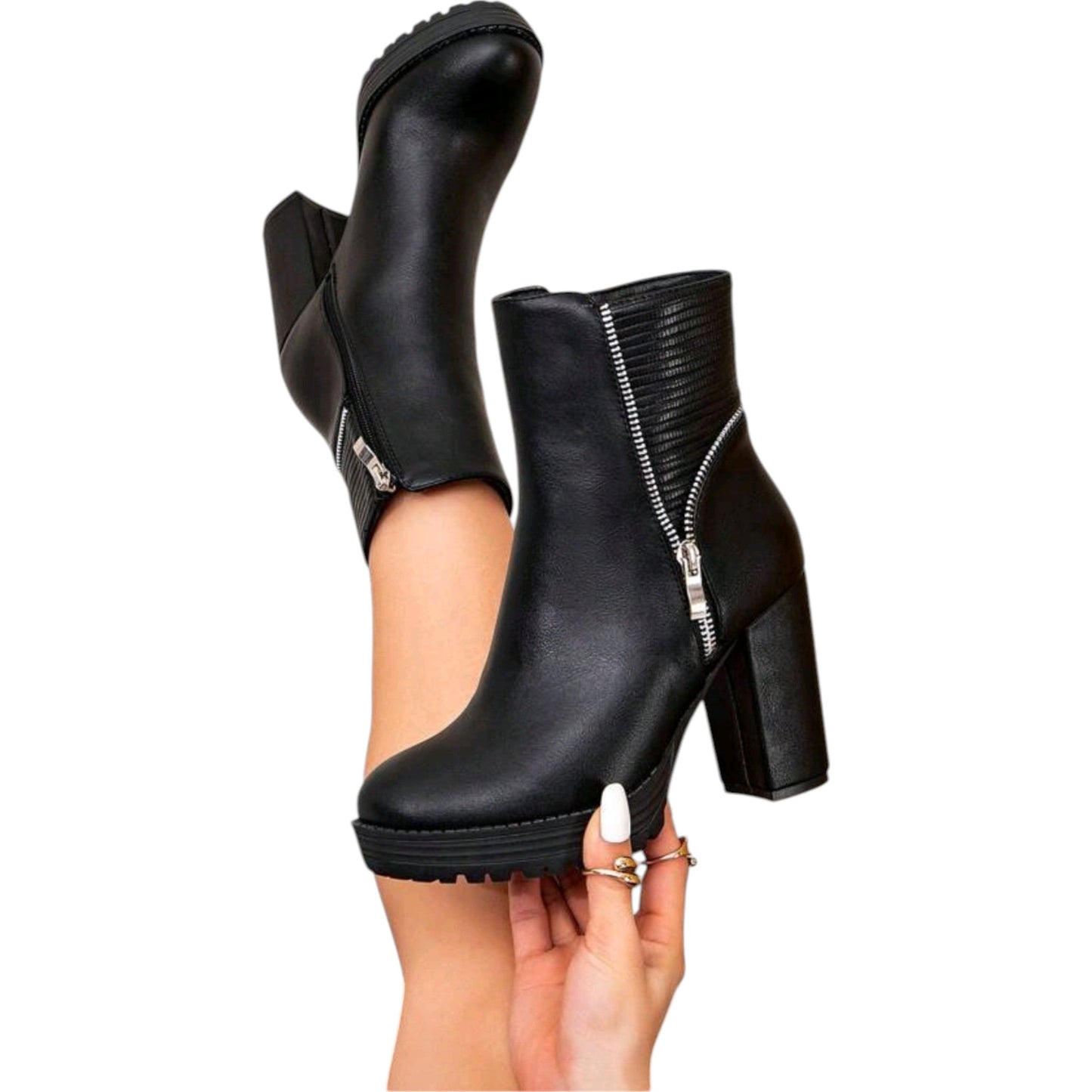 SHE fekete platform bokacsizma