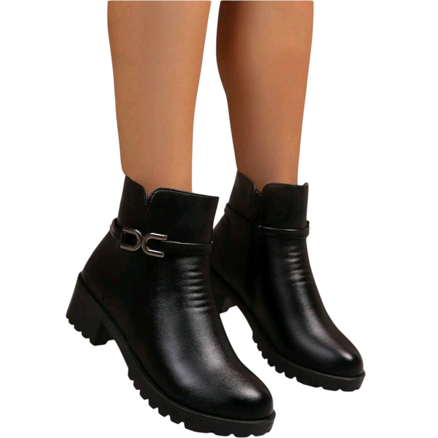 SHE fekete csatos bokacsizma