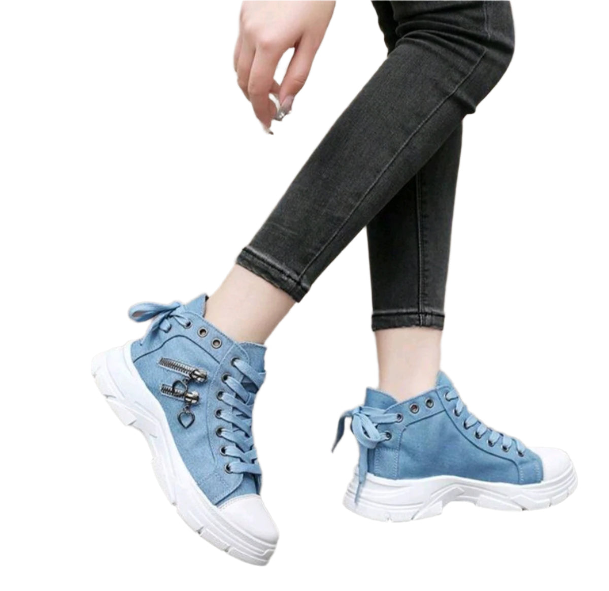 SHE világoskék magas szárú platform tornacipő