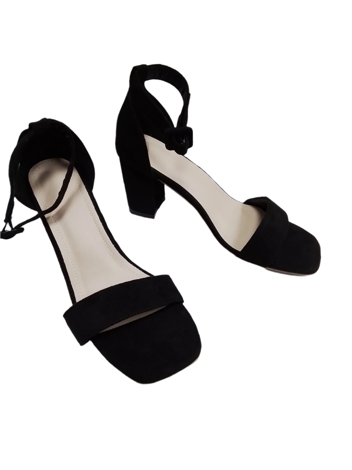 SHE fekete pántos szandál magas sarokkal