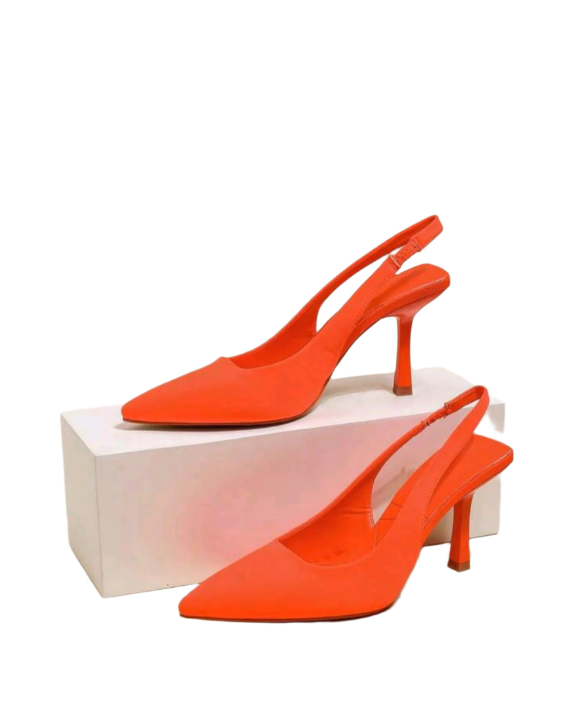 SHE narancssárga pántos hegyes orrú magassarkú