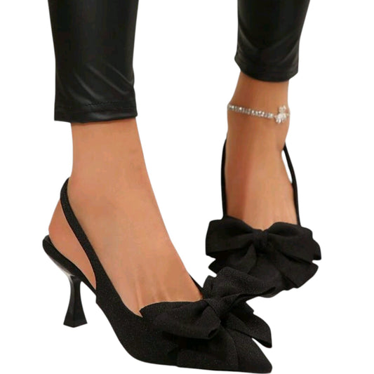 SHE fekete masnis kitten heel cipő