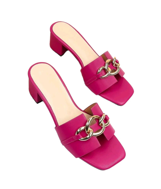 SHE pink láncos papucs