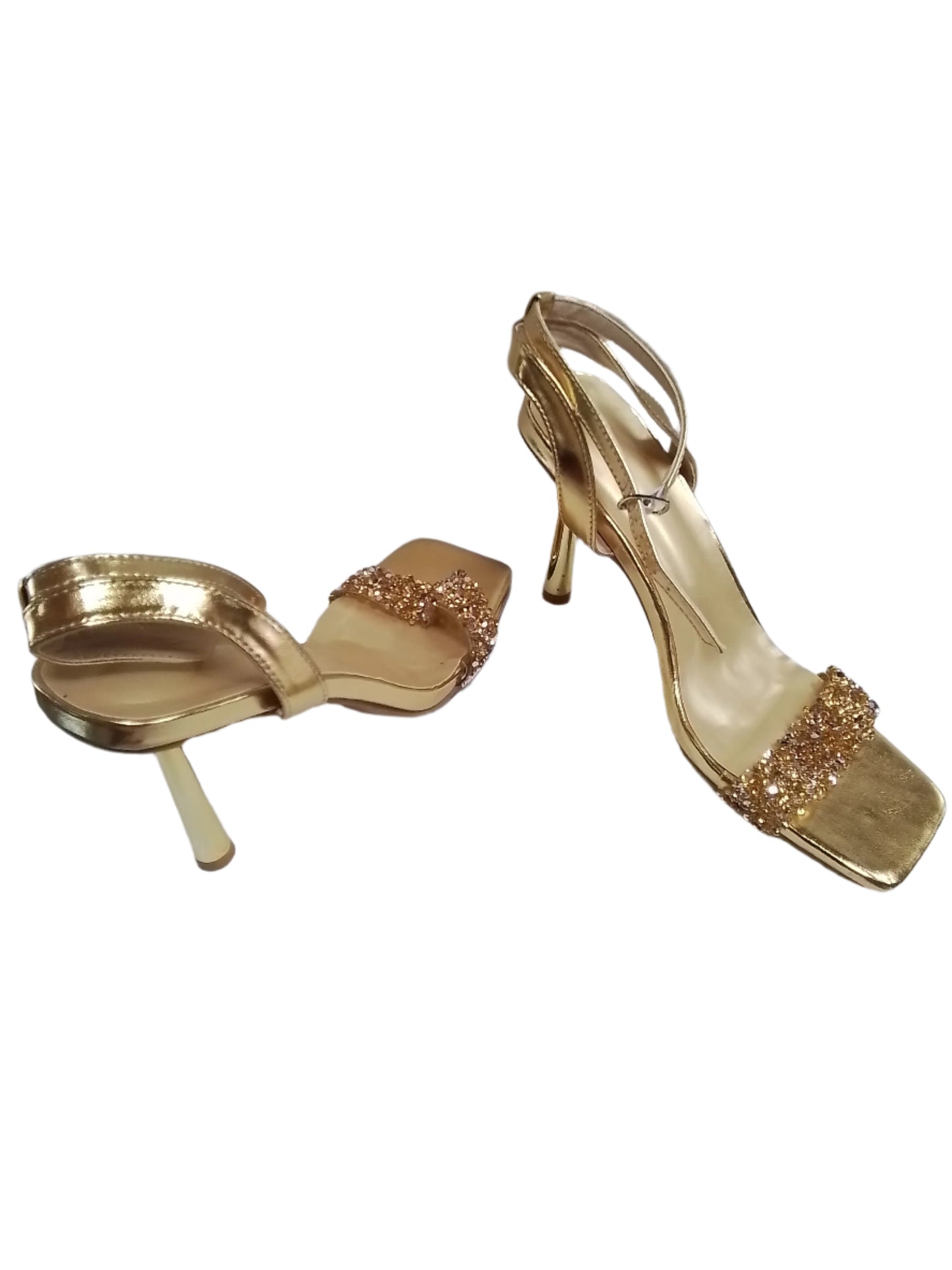 SHE arany strasszköves magas sarkú szandál
