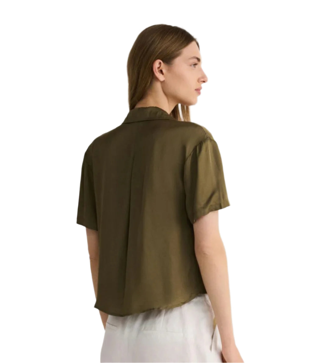 RESERVED khaki rövid ujjú gombos blúz