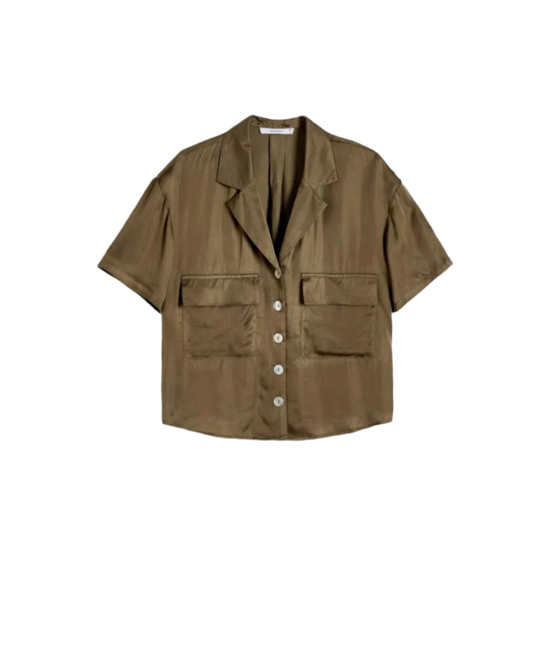 RESERVED khaki rövid ujjú gombos blúz