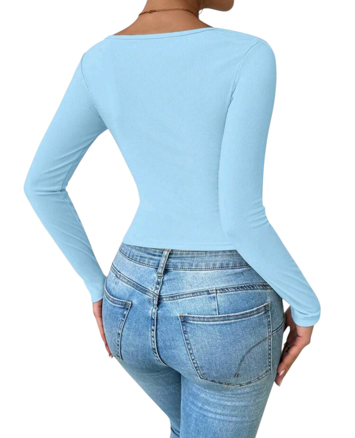 SHE világoskék gombos crop top