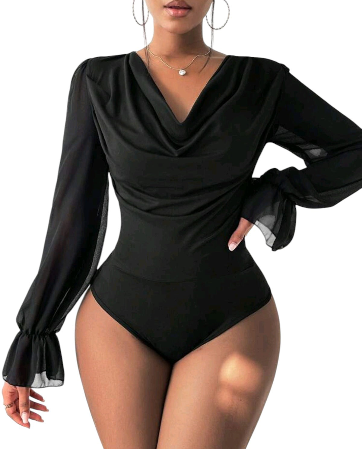 SHE fekete áttetsző body