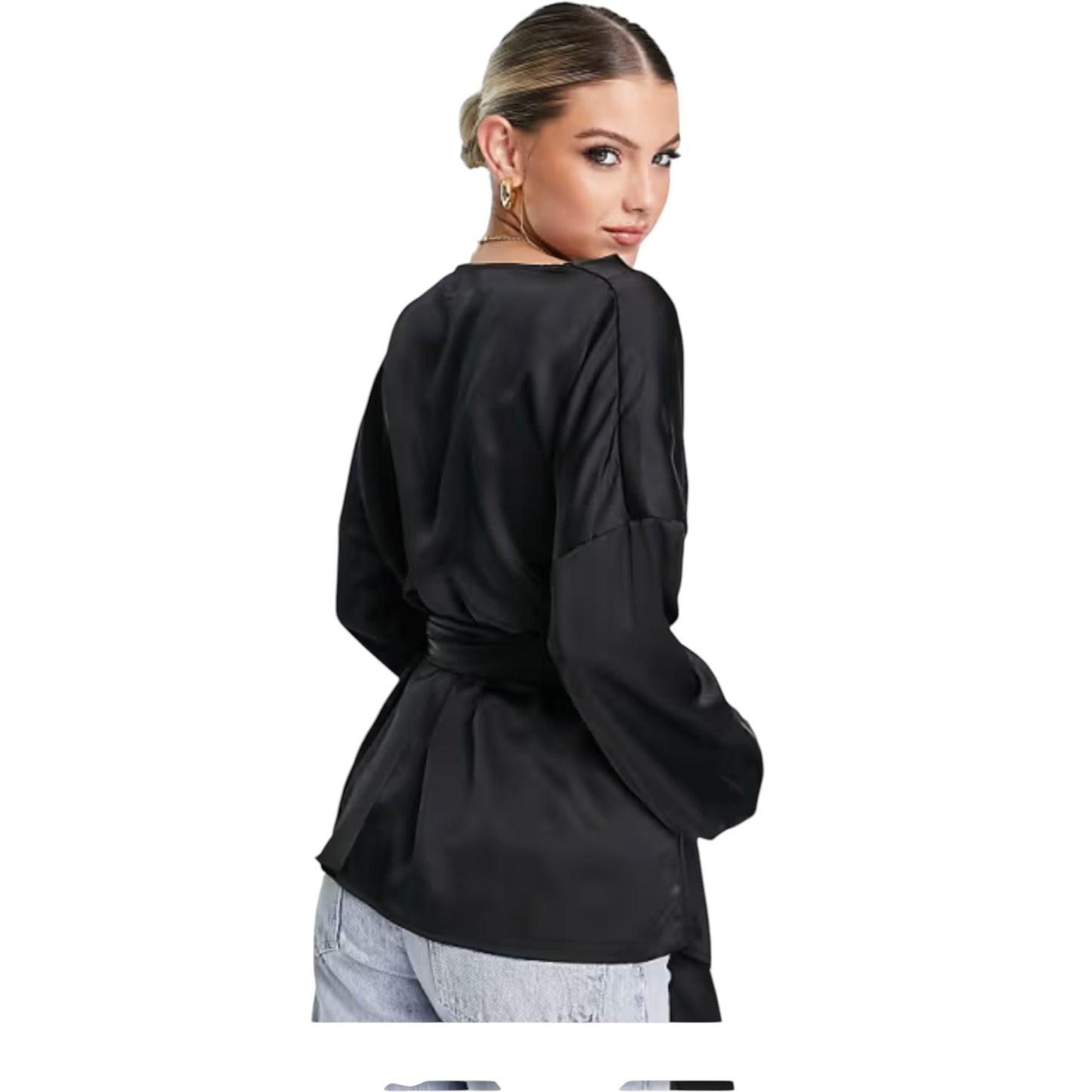 MISSGUIDED fekete V-nyakú blúz