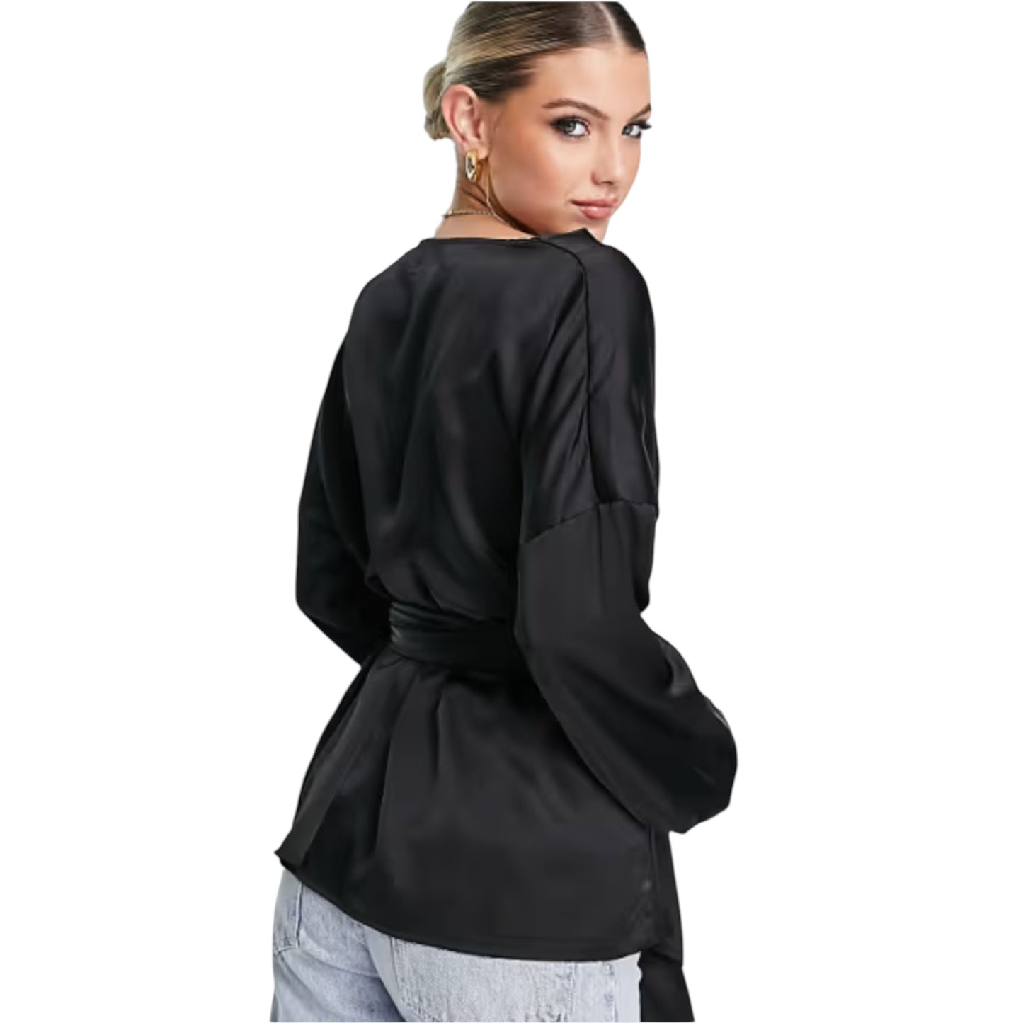 MISSGUIDED fekete V-nyakú blúz