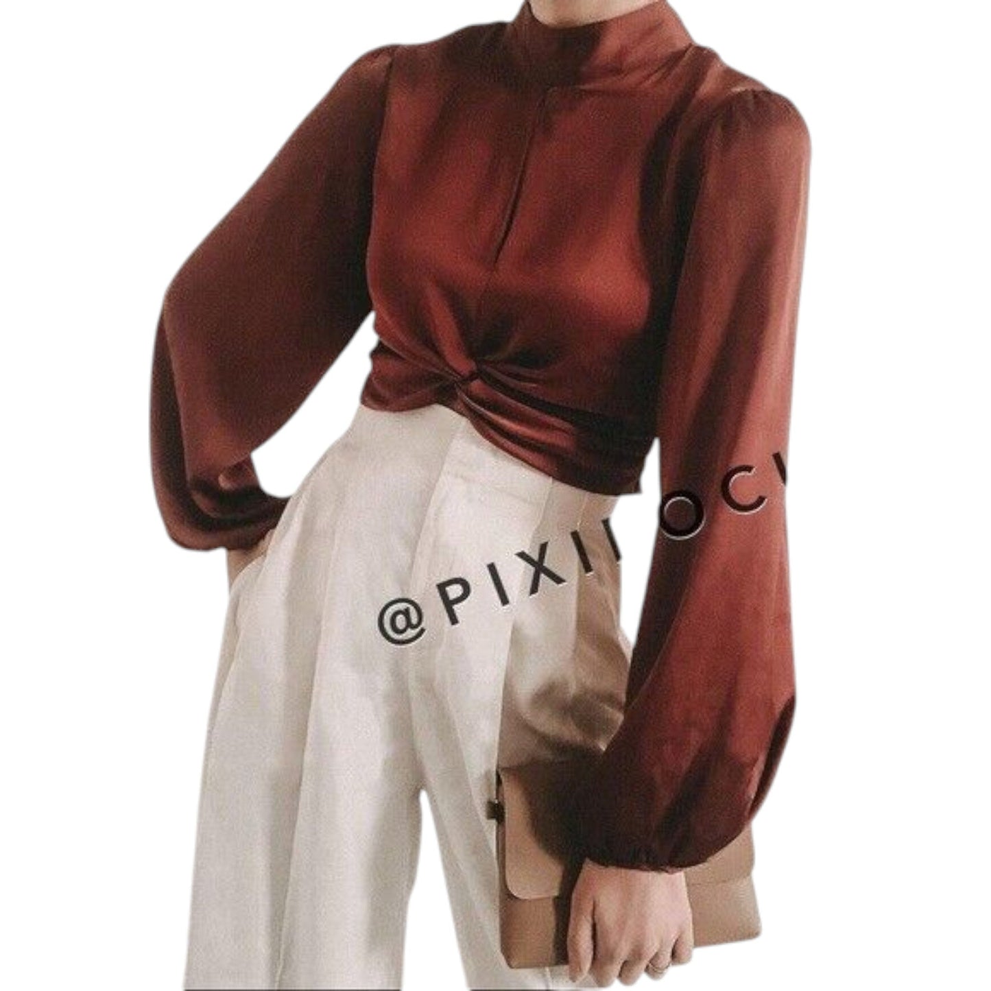 ZARA rozsdabarna selyem hatású crop top