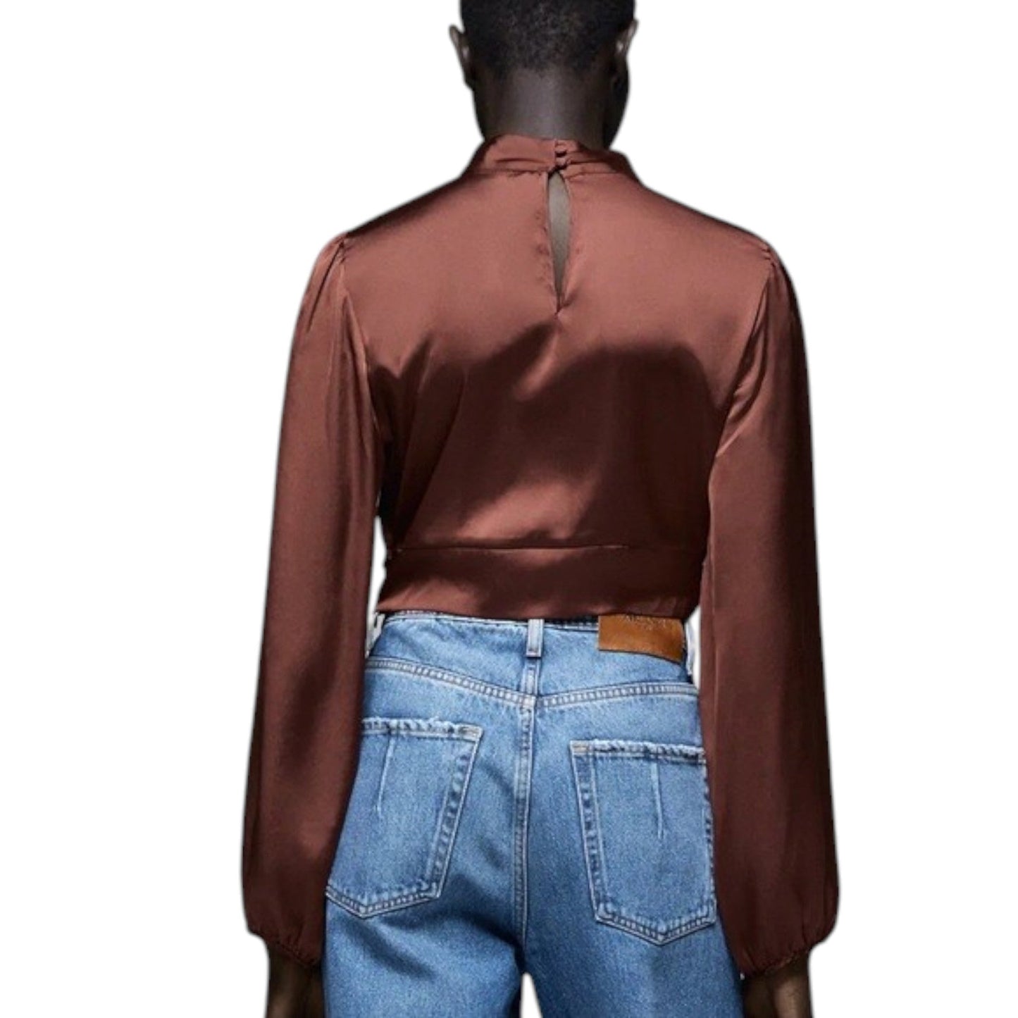 ZARA rozsdabarna selyem hatású crop top