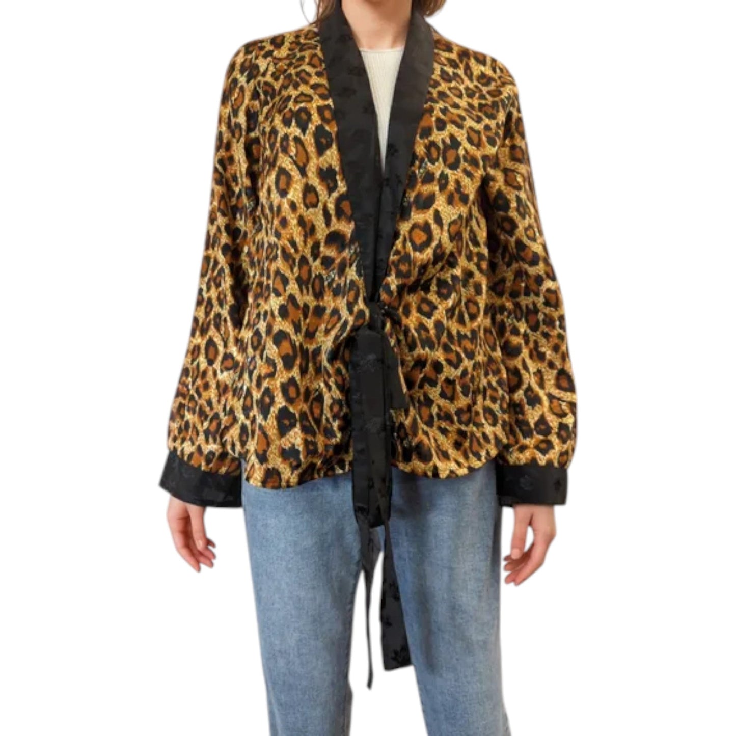 ASOS barna leopárdmintás megkötős kimono blúz