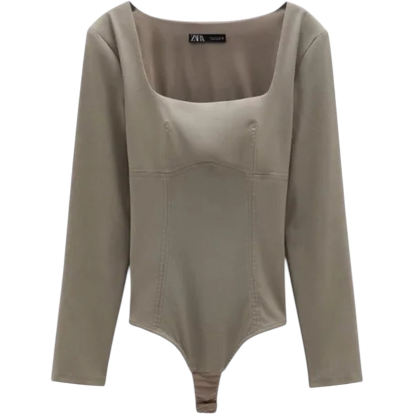 ZARA bézs szűkített hosszú ujjú body