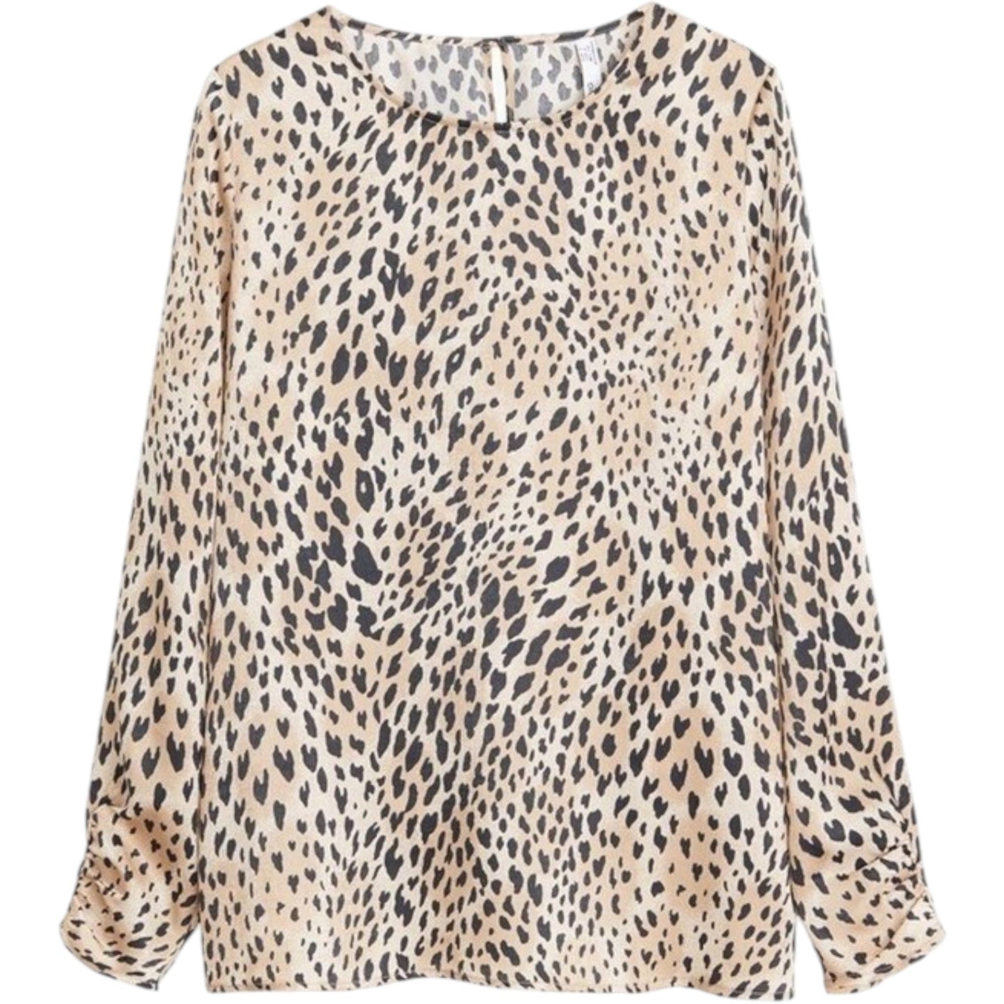 MANGO bézs leopárdmintás ¾ ujjú blúz