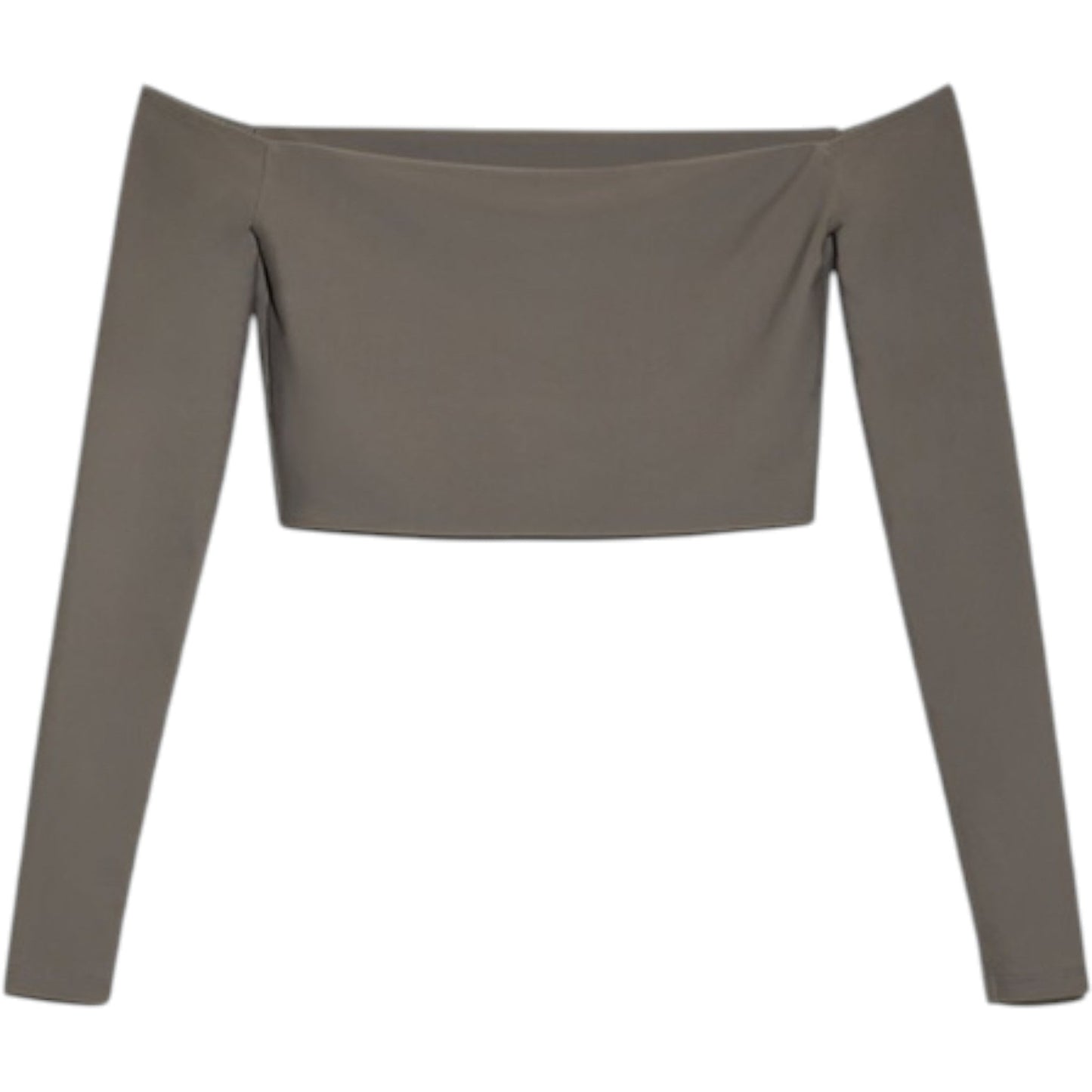 ZARA taupe váll nélküli hosszú ujjú crop top