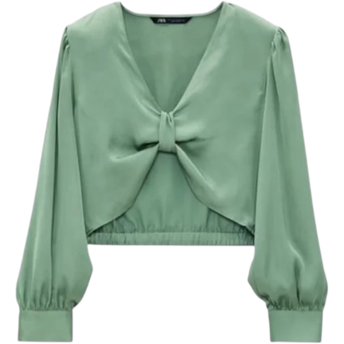 ZARA zsályazöld selyem hatású megkötős crop top