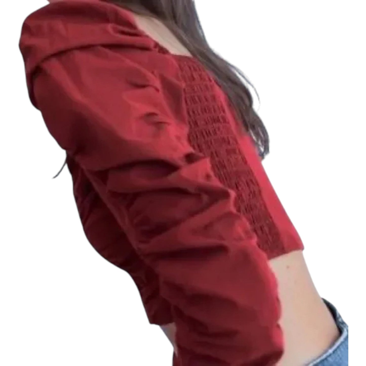ZARA piros ráncolt V-nyakú crop top