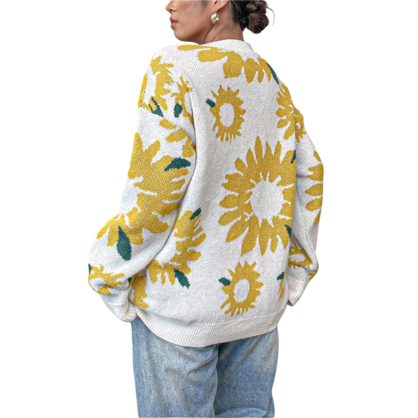 SHE fehér mintás pulóver